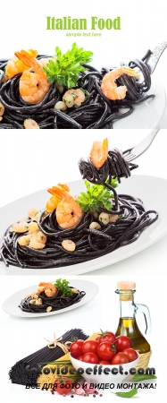 Stock Photo: Black spaghetti