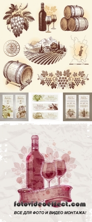 Stock: Wine and winemaking - vintage banners