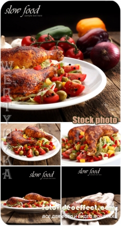    / Chicken with vegetables - Raster clipart