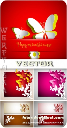    / Banners with butterflies - vector clipart