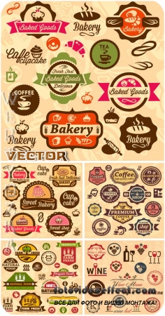    / Retro food labels - vector