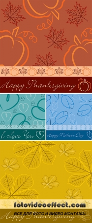 Stock: Hand drawn fall leaf Thanksgiving card