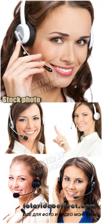    / Beautiful girls operators - Raster clipart