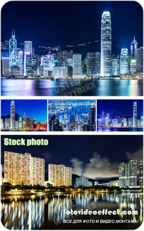  ,   /  Night city, multi-colored lights - Raster clipart