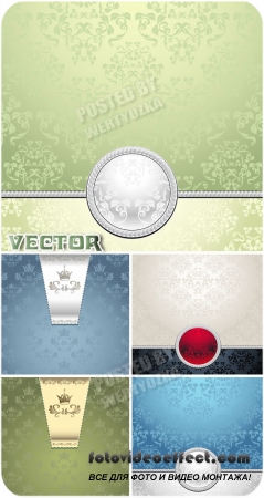      / Vector background with silver ornaments