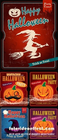 Stock: Vintage halloween party poster design