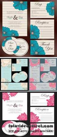 Stock: Set of wedding invitation cards