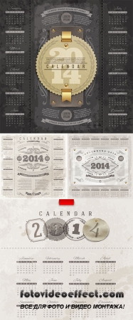 Stock: Vintage calendar of 2014