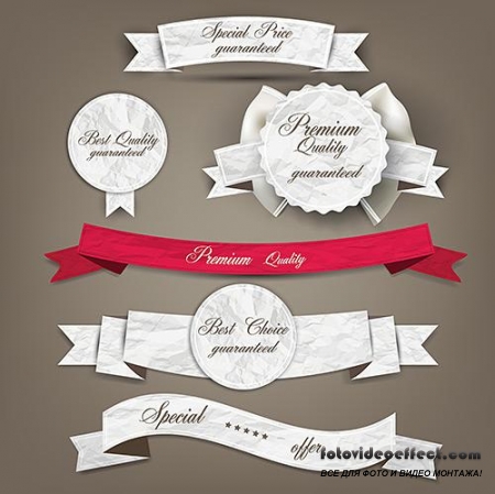 [Stock Vector] Quality Badges and Ribbons / Качественные Значки и Ленточки