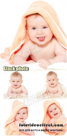      / Funny little baby in a towel - Raster clipart