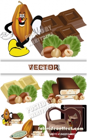   ,  /  Chocolate with nuts, sweets - vector