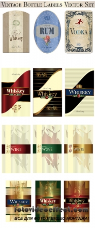  Stock: Whiskey Label Vector set