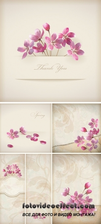 Stock: Floral spring vector 'Thank you'