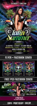 Latin Summer #2 Party Flyer + Facebook Cover