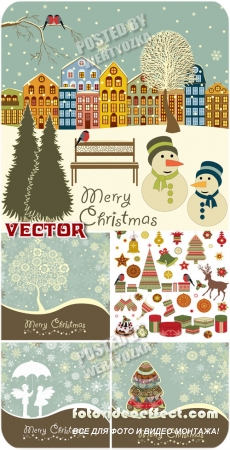      / Christmas background in retro style - stock vector