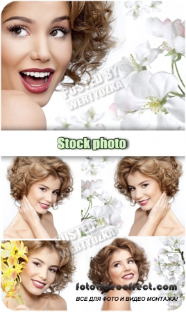     / Girl with spring flowers - stock photos