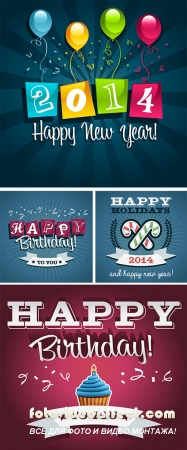 Stock: Happy Birthday Invitation Greeting Card