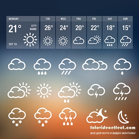 VECTOR CLIPART -   / Weather Forecast - Icons set 2