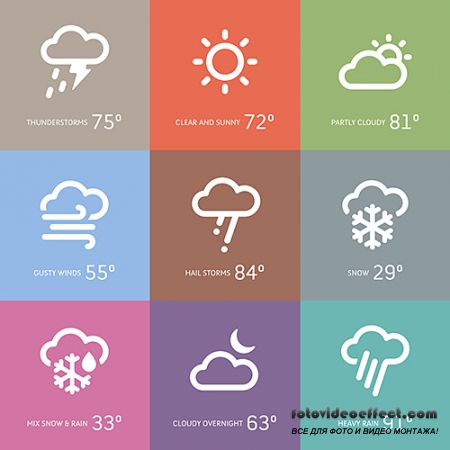 VECTOR CLIPART -   / Weather Forecast - Icons set 2