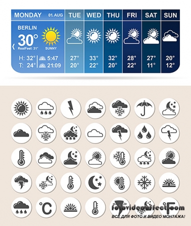 VECTOR CLIPART -   / Weather Forecast - Icons set 2