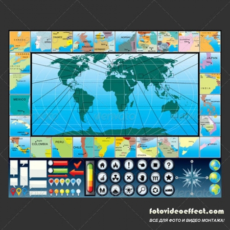 Infographic World Map Kit