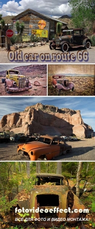 Stock Photo: Old car on route 66