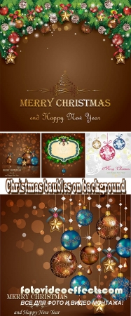  Stock: Christmas baubles on background