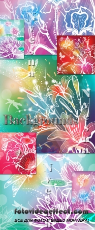      / Abstract flower backgrounds in Vector