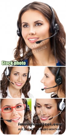  - / Cute girl operators - stock photos