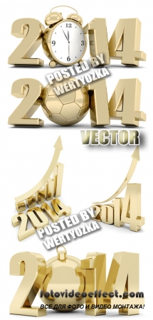   2014 / Gold lettering 2014 - stock photos