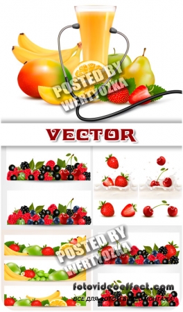    ,  / Fruit and fresh juice, banners - stock vector