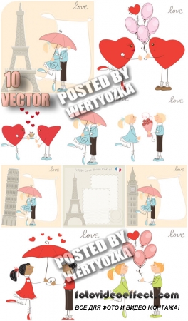      / Romantic couple and the Eiffel Tower - stock vector