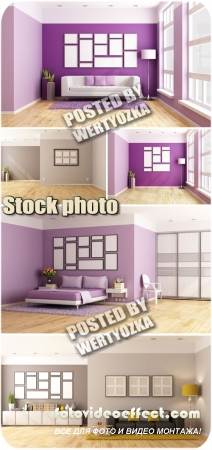      / Interior in gentle lilac tones - stock photos