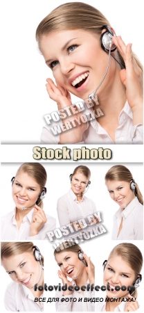 - call- / Girl-operator call-center - stock photos