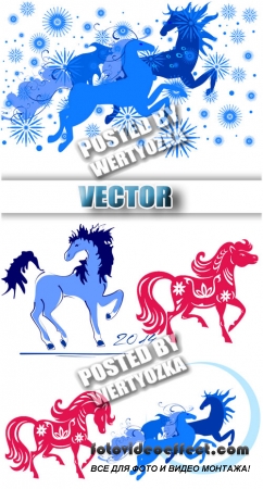  2014 / Horses 2014 - stock vector