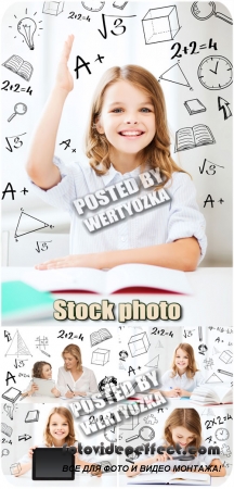  ,   / School lessons, girl schoolgirl - stock photos