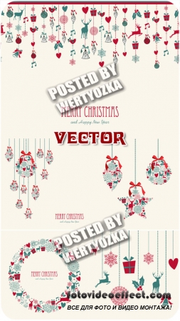    / Vintage Christmas garland - stock vector