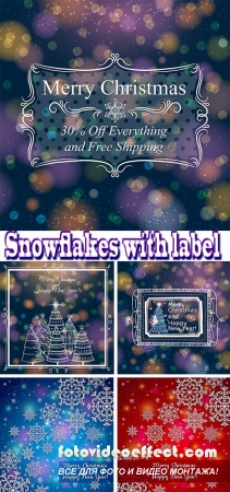 Stock: Background of snowflakes with label