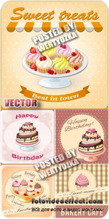 ,  / Cakes, cupcakes - stock vector