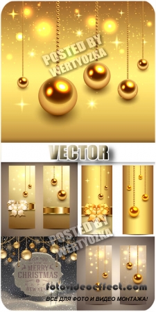    / Golden Christmas balls - vector stock