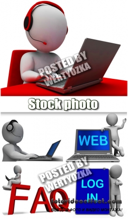 3D      / 3D people with a laptop and a tablet - stock photos