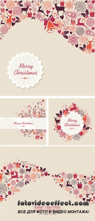 Stock: Merry Christmas label retro composition