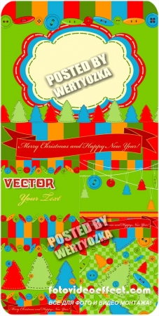     / Christmas background with christmas trees - stock vector