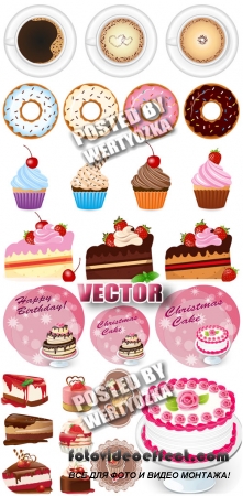    / Cakes and cupcakes - stock vector