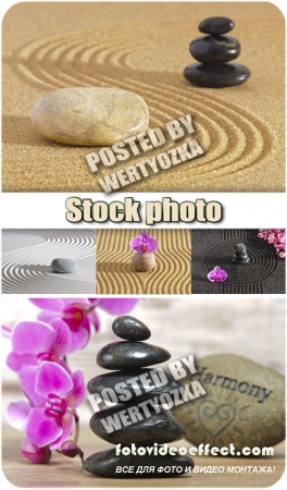       / Spa background with orchids and stones - stock photos