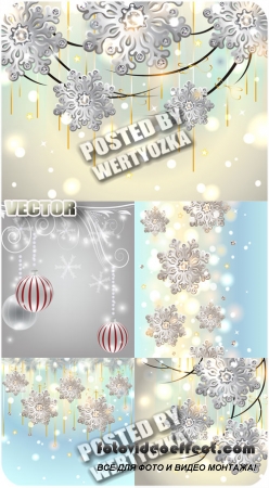     / Snowflakes on shining backgrounds - stock vector