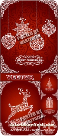       / Red christmas decorations - vector