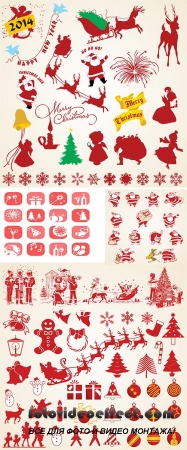 Stock: Christmas silhouettes vector icons