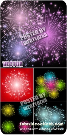   / Colorful fireworks - vector stock