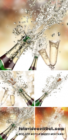  Stock Photo: Close-up of champagne explosion